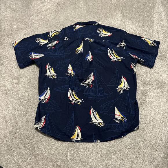 Pendleton XL Button Up Short Sleeve Nautical Sailboat Fishing Navy Shirt - Picture 5 of 5